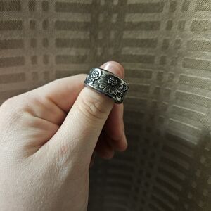 Floral Stainless Steel Spoon Ring